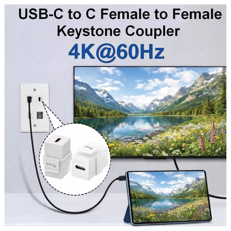Equip Keystone Coupler USB 3.2 Gen 2 USB-C to USB-C Female to Female, White