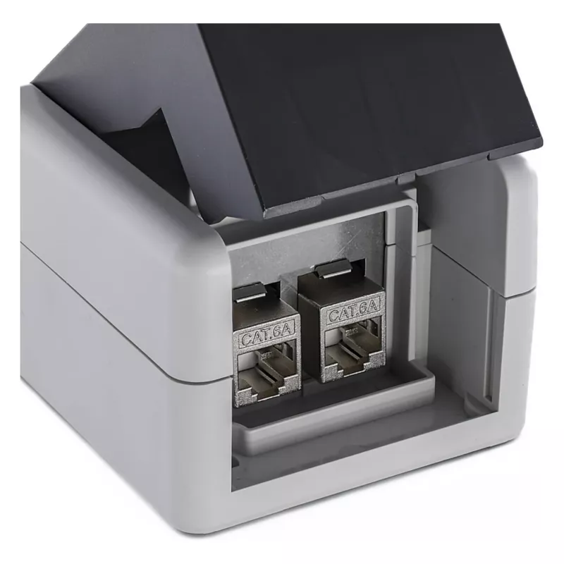 EQUIP Surface-Mount Box 2-Port Keystone Unshielded Outdoor Grey