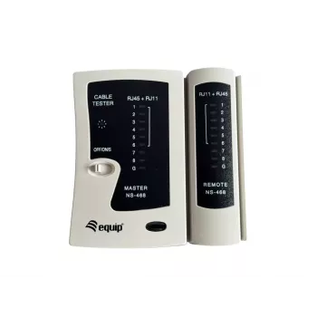 Equip Twisted Pair Cable Tester, RJ-11, RJ-12, RJ-45, Short Circuit Testing, Transmission Testing, White, TX/RX, CE, RoHS