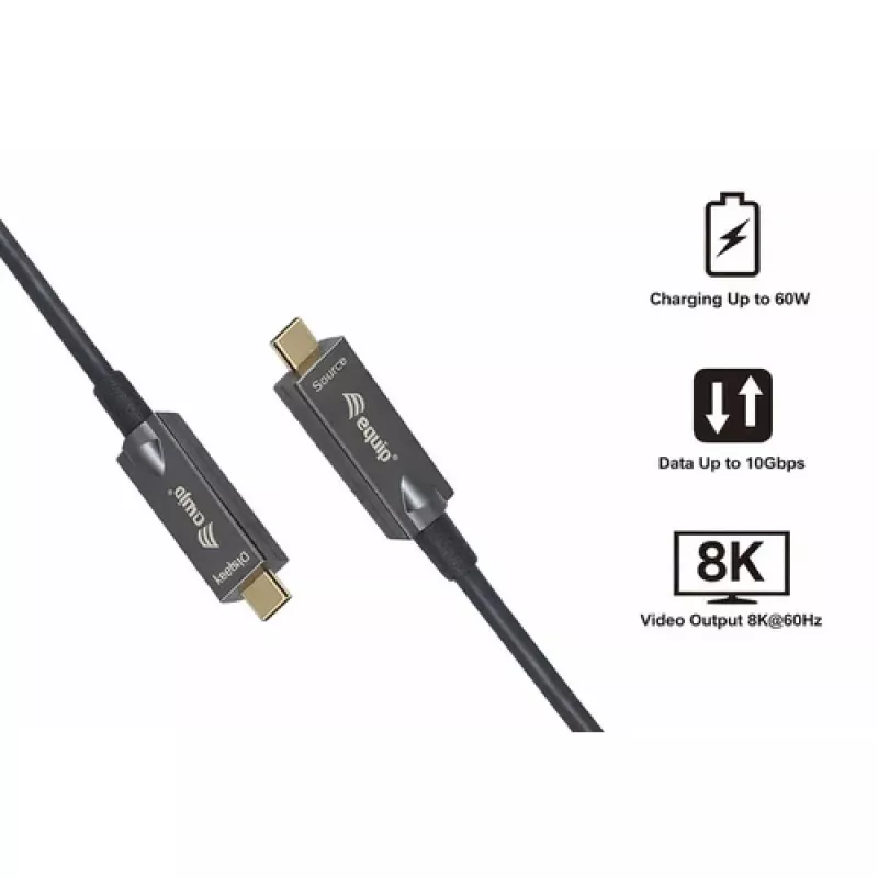 EQUIP USB-C to C Active Optical Cable 7.5m 8K 60Hz PD 60W 10Gbps Black