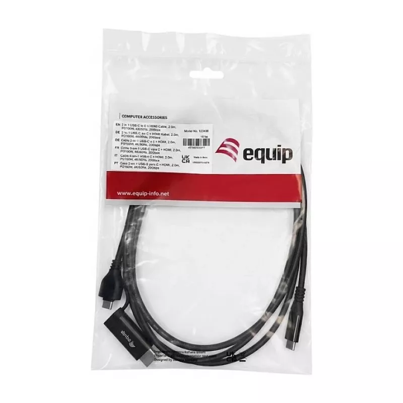 EQUIP USB-C to USB-C + HDMI Adapter with 100W PD, 4K/60Hz, Aluminum