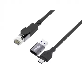 EQUIP USB-C + USB-A to RJ45 Gigabit Ethernet Adapter, 5 m, Black