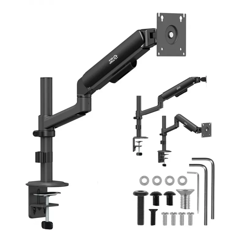 Ergo Office ER-691 B Gas Spring Monitor Mount for 17-32 inch Screens, 1-10 kg, Matte Black, VESA 75/100