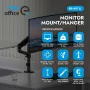 Ergo Office ER-691 B Gas Spring Monitor Mount for 17-32 inch Screens, 1-10 kg, Matte Black, VESA 75/100