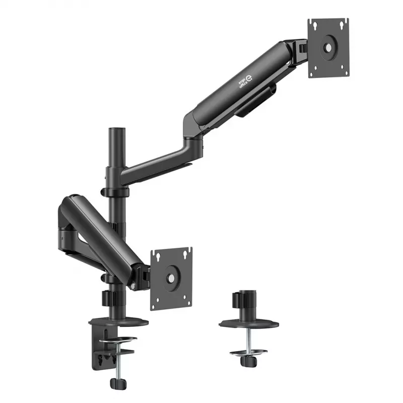 ERGO OFFICE ER-692 B Dual Monitor Desk Mount, Gas Spring Arm, Fits 17-32 inch, 1-10 kg per Arm, Matte Black