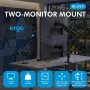 ERGO OFFICE ER-692 B Dual Monitor Desk Mount, Gas Spring Arm, Fits 17-32 inch, 1-10 kg per Arm, Matte Black
