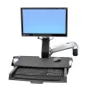 Ergotron 45-260-026 Track Mount Kit, Height-Adjustable Monitor Mount with Keyboard Tray, Pull-Out Mouse Tray, Wrist Rest and Barcode Scanner Holder, Fits up to 24 inch LCD, VESA 75/100mm, Polished Aluminum