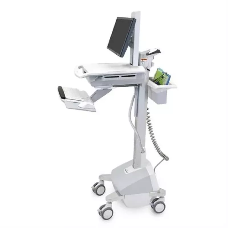 Ergotron Mobile Medical Workstation Cart for LCD Display / PC Equipment - LiFe Battery Powered, EU - Medical - Plastic, Aluminum, Galvanized Steel - Grey, White, Polished Aluminum - Screen Size: Up to 22 Inches