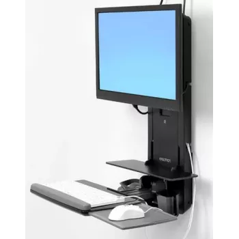 Ergotron Sit-Stand Vertical Lift, Patient Room - Mounting Kit (Wrist Rest, Mouse Holder, Vertical Adjustment Rail, Barcode Scanner Holder, Keyboard Tray, Monitor Arm, Pull-out Mouse Tray)
