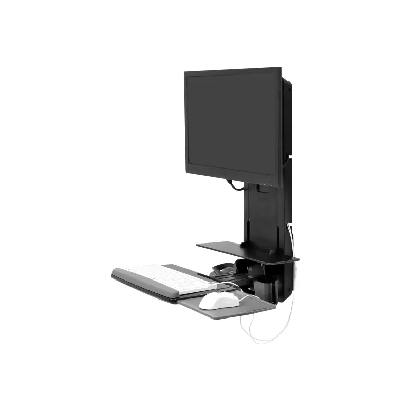 Ergotron Sit-Stand Vertical Lift, Patient Room - Mounting Kit (Wrist Rest, Mouse Holder, Vertical Adjustment Rail, Barcode Scanner Holder, Keyboard Tray, Monitor Arm, Pull-out Mouse Tray)