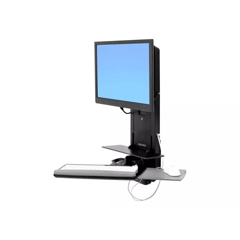 Ergotron Sit-Stand Vertical Lift, Patient Room - Mounting Kit (Wrist Rest, Mouse Holder, Vertical Adjustment Rail, Barcode Scanner Holder, Keyboard Tray, Monitor Arm, Pull-out Mouse Tray)