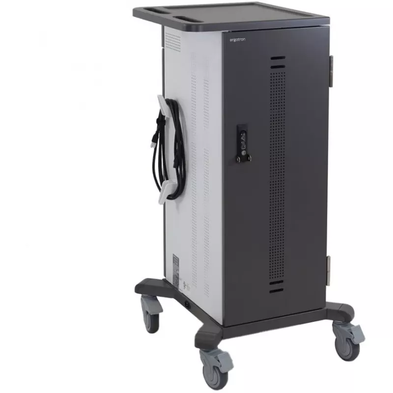 Ergotron YES35 Charging Cart for 35 Devices - Lockable, Grey/White, Up to 13.3 inch Screens
