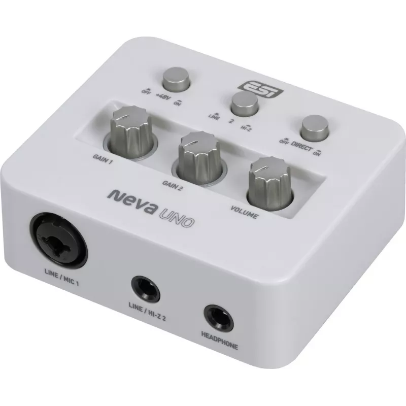 ESI Neva Uno – USB-C Audio Interface, 24-bit/192 kHz, 2-In/2-Out, XLR/TRS Combo, +48V, Direct Monitoring