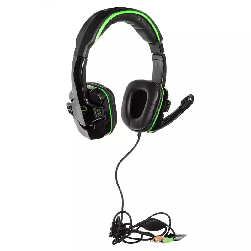 Esperanza EGH310G Gaming Headset with Boom Microphone, Wired, 3.5mm Jack, Black & Green