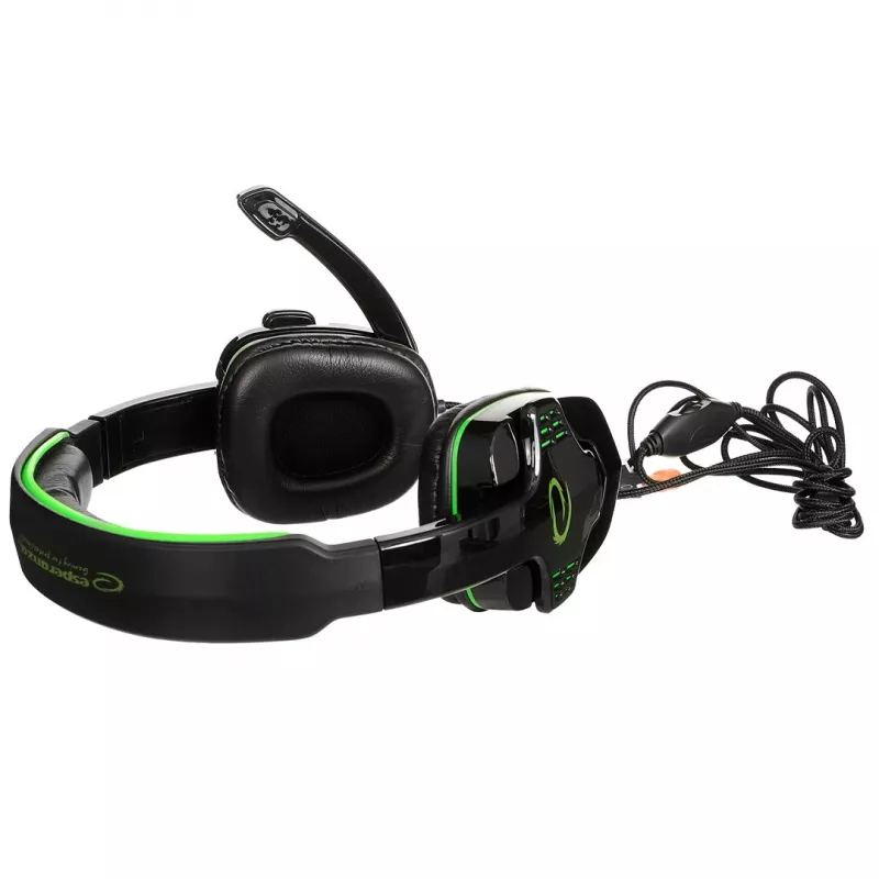 Esperanza EGH310G Gaming Headset with Boom Microphone, Wired, 3.5mm Jack, Black & Green