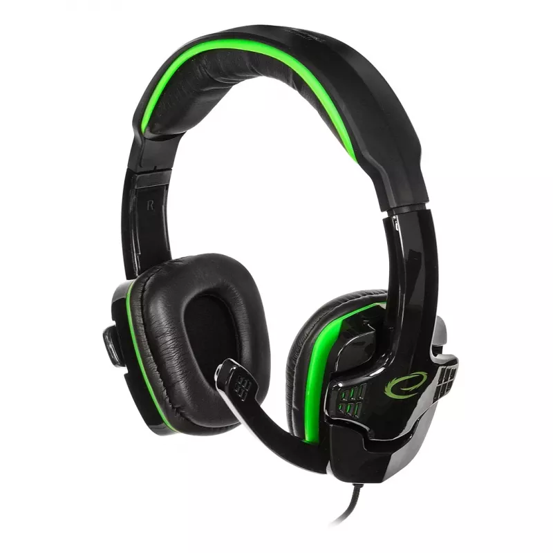 Esperanza EGH310G Gaming Headset with Boom Microphone, Wired, 3.5mm Jack, Black & Green