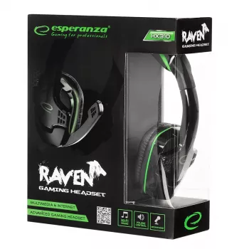 Esperanza EGH310G Gaming Headset with Boom Microphone, Wired, 3.5mm Jack, Black & Green