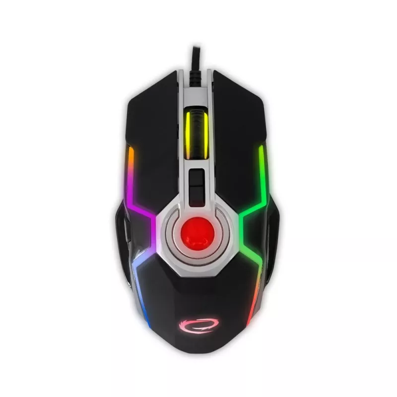 Esperanza EGM701 Mangora 8D Wired Gaming Mouse, RGB Backlight, 7200 DPI, Optical Sensor, 6 Buttons, Braided Cable, Right-Handed, Black