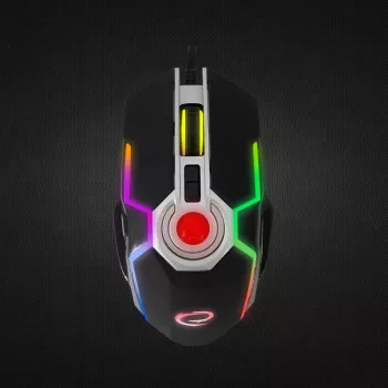 Esperanza EGM701 Mangora 8D Wired Gaming Mouse, RGB Backlight, 7200 DPI, Optical Sensor, 6 Buttons, Braided Cable, Right-Handed, Black