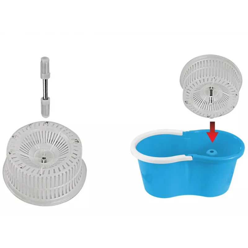 Esperanza EHS005 Rotary Mop System with Spin Wringer, Telescopic Handle, 6L Bucket, 2 Microfiber Heads, Green/Grey