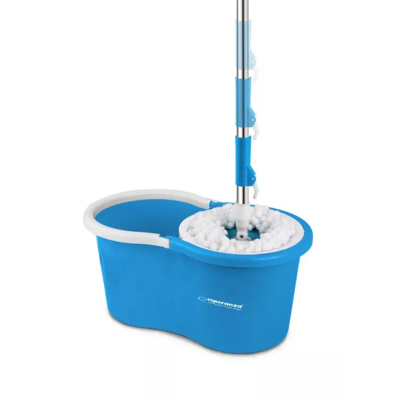Esperanza EHS005 Rotary Mop System with Spin Wringer, Telescopic Handle, 6L Bucket, 2 Microfiber Heads, Green/Grey