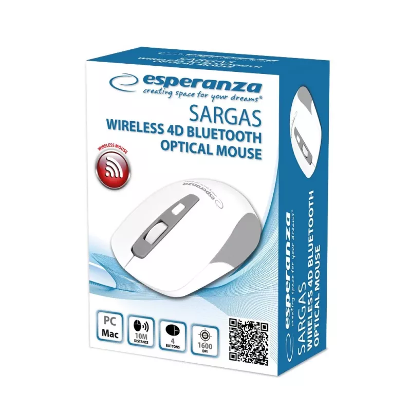 Esperanza EM130W Wireless Bluetooth 4D Mouse, White
