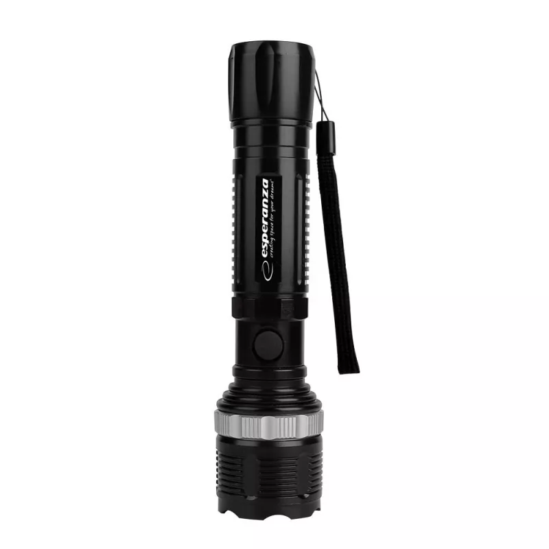 Esperanza Epione L Black Hand Flashlight LED, 80 lm, 100 m Beam, Aluminum, Splash-proof
