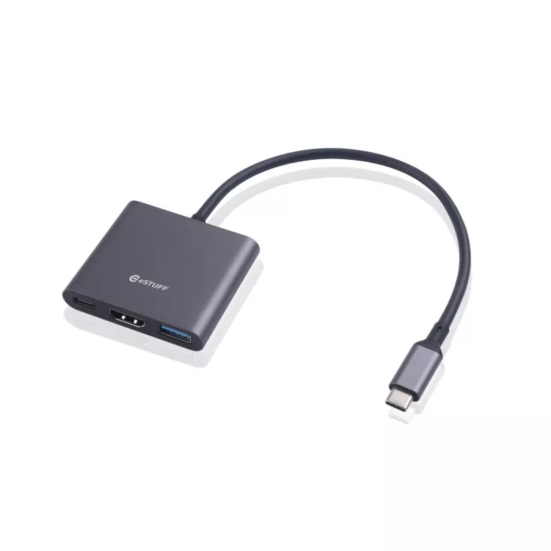 ESTUFF USB-C AV Multiport Hub (USB-C, 7-in-1, HDMI 4K60, 2x USB-A 3.0, USB-C PD 60W, Gigabit Ethernet, SD/MicroSD)