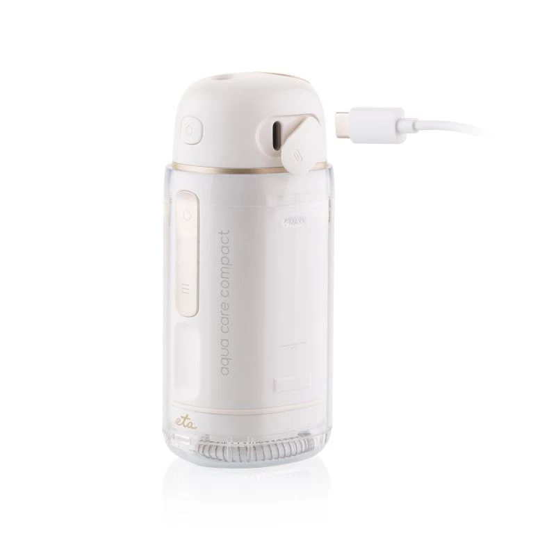 ETA Aqua Care Compact Cordless Oral Irrigator – 165 ml, White, 2 Nozzles, IPX7, USB Rechargeable