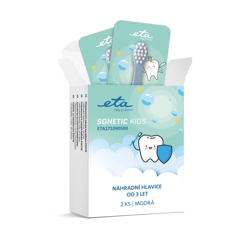 ETA Sonetic Kids 171090500 Replacement Brush Heads - 2 Pack, Blue