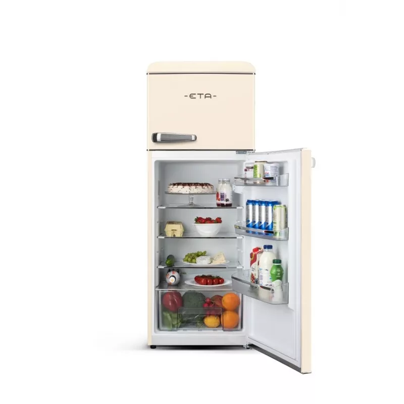 ETA Storio Retro ETA253390040EN Freestanding Top Freezer Fridge-Freezer, 215L Total, Beige, Energy Class E, 38dB