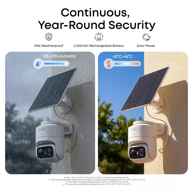 eufy eufyCam C36 solo 4K UHD Wire-Free Solar Security Camera, White