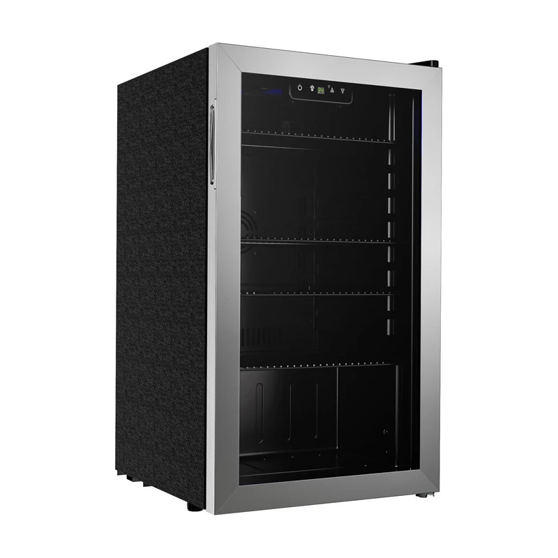 EUHOMY BR001 Beverage Refrigerator 126 Cans 3.2 cu ft Compressor Cooling Black Stainless Steel