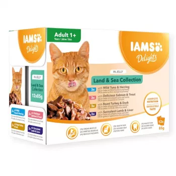EUKANUBA IAMS DELIGHTS Land & Sea Collection in Jelly – Wet Cat Food – 12x85g Pouches