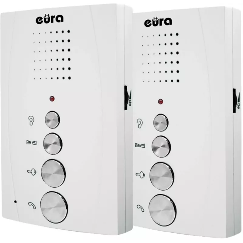EURA ADP-51A3 DIFESA 1-Family Audio Intercom System with 2 Handsets, White