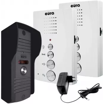 EURA ADP-51A3 DIFESA 1-Family Audio Intercom System with 2 Handsets, White