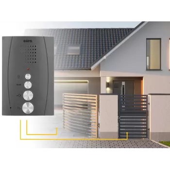 EURA ADP-51A3 DIFESA Audio Door Phone Kit - 1-Family, 2 Handsets, Intercom, Graphite
