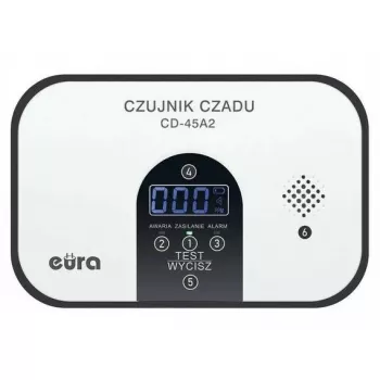 EURA CD-45A2 Freestanding Carbon Monoxide Detector, Battery-Powered, LCD Display