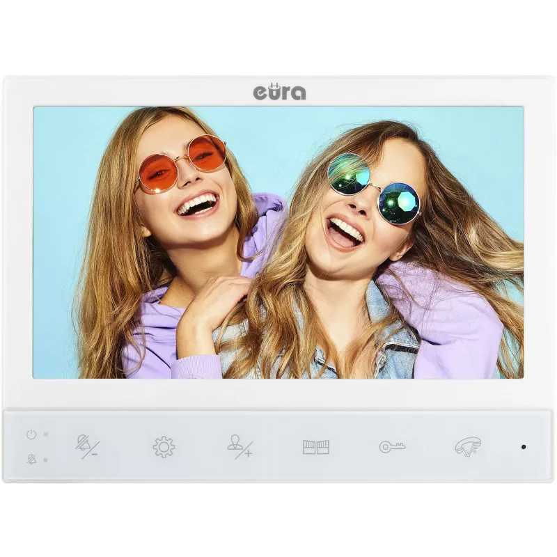 EURA VDP-80C5 Dual-Family Video Intercom System, White, 2x 7 inch LCD, FHD, 1080p Camera, RFID Reader, Surface-Mounted