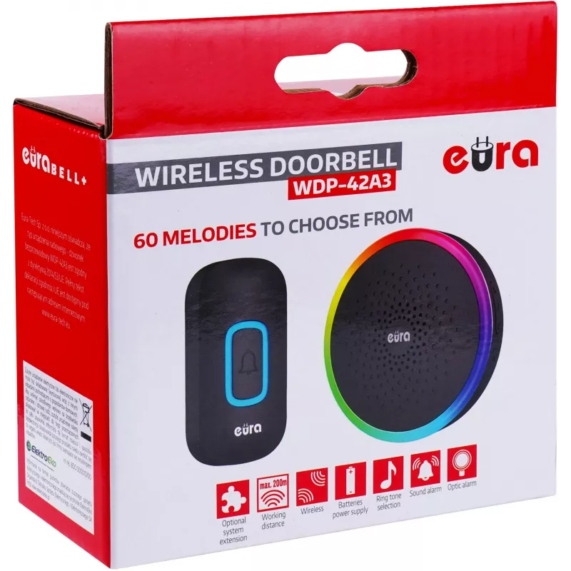 EURA WDP-42A3 Wireless Doorbell Black