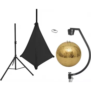 EUROLITE 50cm Gold Mirror Ball Set with Tripod Stand and Black Stretch Cover 20000707