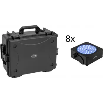 EUROLITE 8-Piece LED PAR Set with RGBW IP65 Uplights and Charging Flight Case