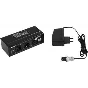 EUROLITE DXT-ME PRO DMX Merger 2x3-Pin XLR In to 1x3-Pin XLR Out, HTP/LTP/Merge Modes, 512 Channels, Metal Housing, 9-12V DC 70064868