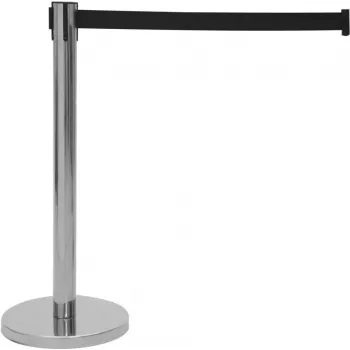 EUROLITE Retractable Belt Barrier with Black Belt, Stainless Steel Post, 2m 80702984