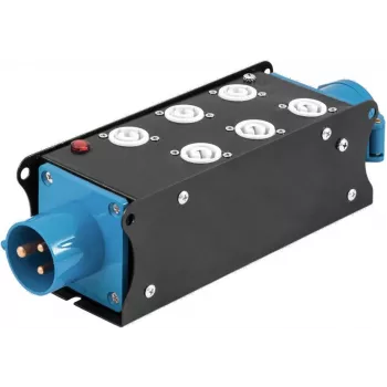 EUROLITE SAB-62X 19 inch 2U 3-Phase Power Distributor with 6 Schuko Sockets, 16A CEE Input, 11kW 60003755