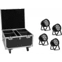EUROLITE Set 4x AKKU IP PAR 14 HCL QuickDMX + Flightcase IP65 Stage Lighting Kit