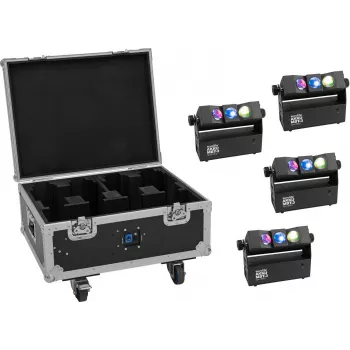 EUROLITE Set 4x AKKU MBT-3 Spot MK2 LED Uplight + Flightcase with Wheels and Charging Function