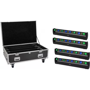 EUROLITE Set 4x LED BAR-8 SWING QCL Bar with Flightcase and Wheels