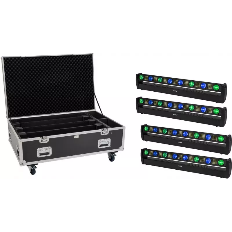 EUROLITE Set 4x LED BAR-8 SWING QCL Bar with Flightcase and Wheels