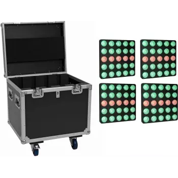 EUROLITE Set 4x LED Pixel Matrix Panel 5x5 RGB/WW + Flightcase with Wheels